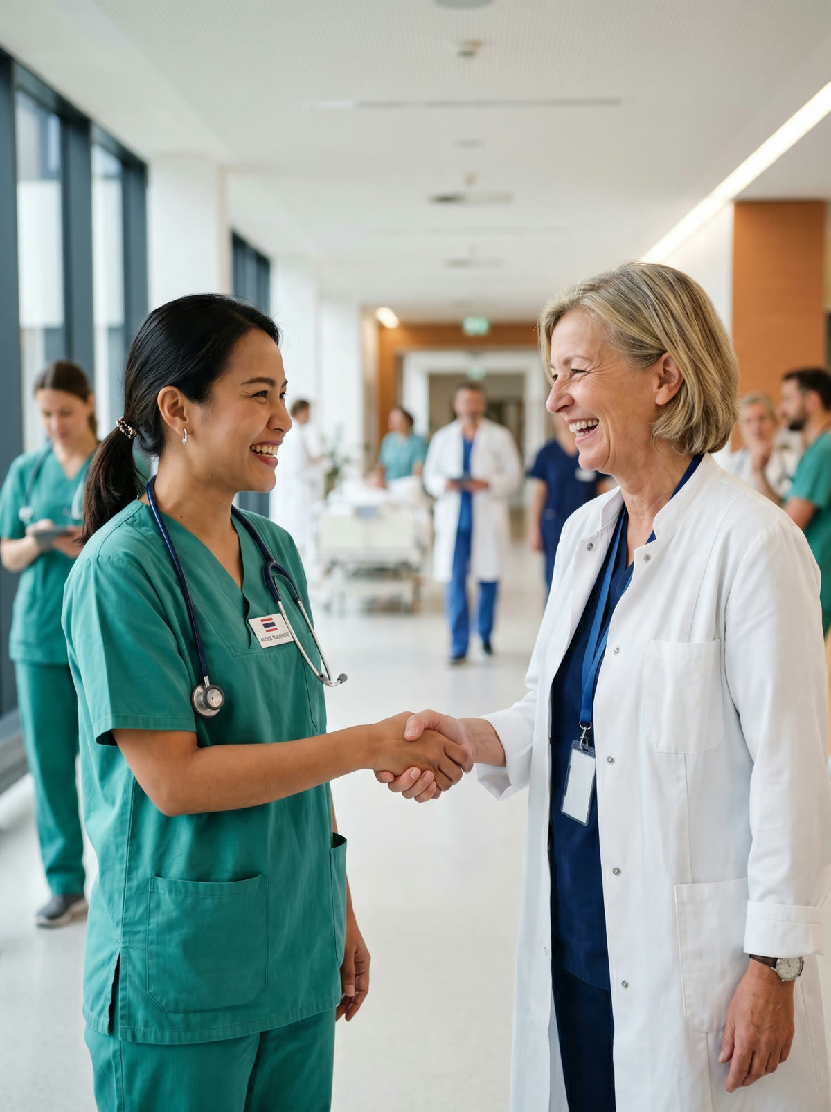 Begrüßung im Team einer österreichischen Klinik